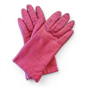 Fowens Red Leather Gloves, Size 6 1/2, Lined, Fownes Brand